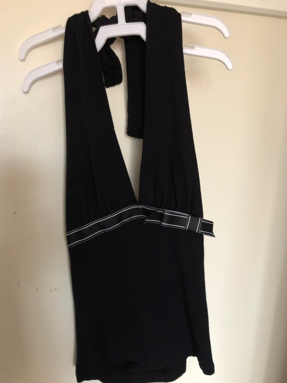 Black Halter Top Bow Tie Small